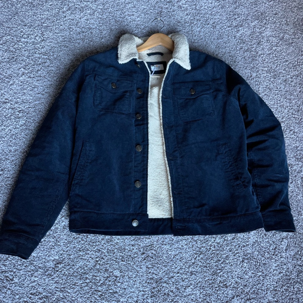 Navy Marine Layer Boise Cord Sherpa Trucker